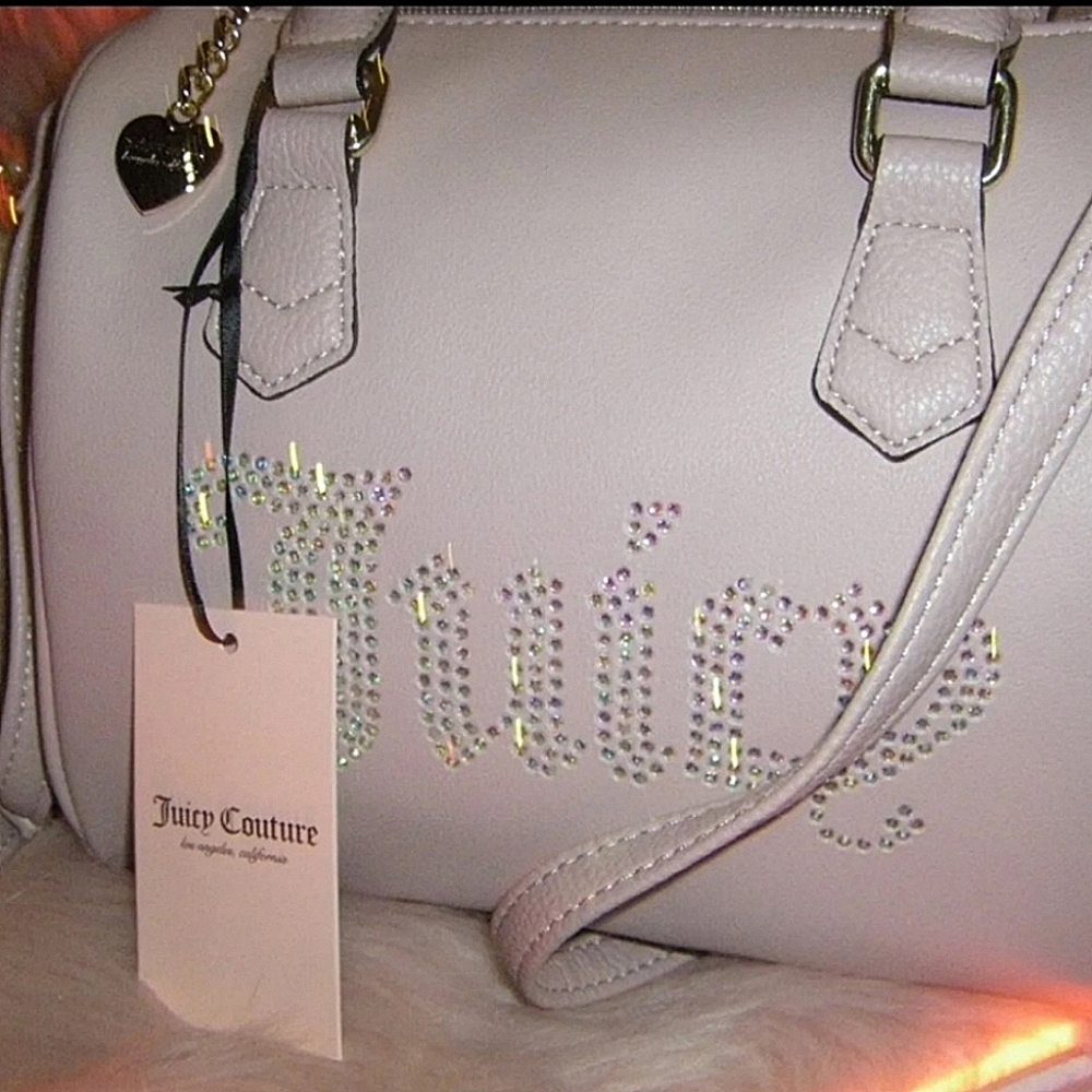 ⭐️🆕️Juicy Couture "Be Classic" Shine Rhinestone Glammed Satchel in Blush Pink - Picture 5 of 10